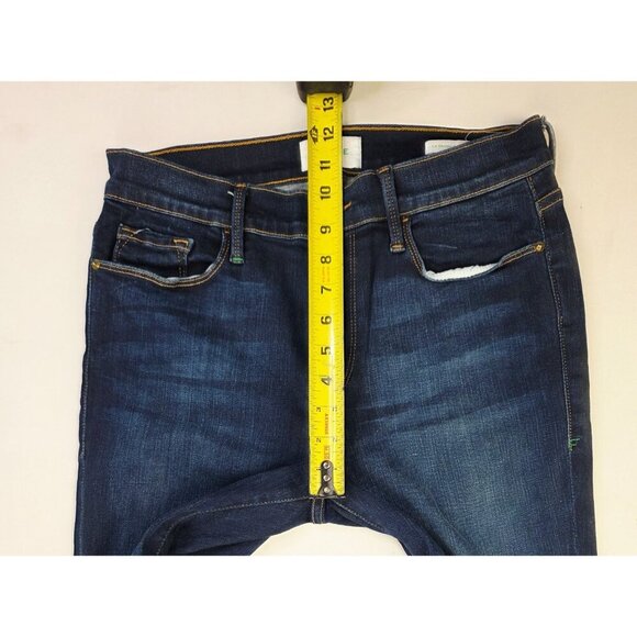 Frame 29X31 Womens Le Skinny De Jeanne Augusta Blue Denim Embroidered Logo Jeans - Picture 2 of 14